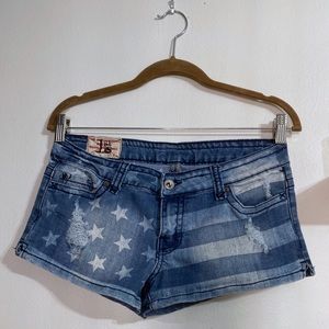 American Flag Patriotic Jean Shorts